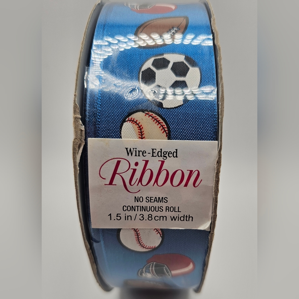 Kirkland Signature Wire Edged Ribbon 50 Yards 1.5" Wide Blue Sports New SEALED
